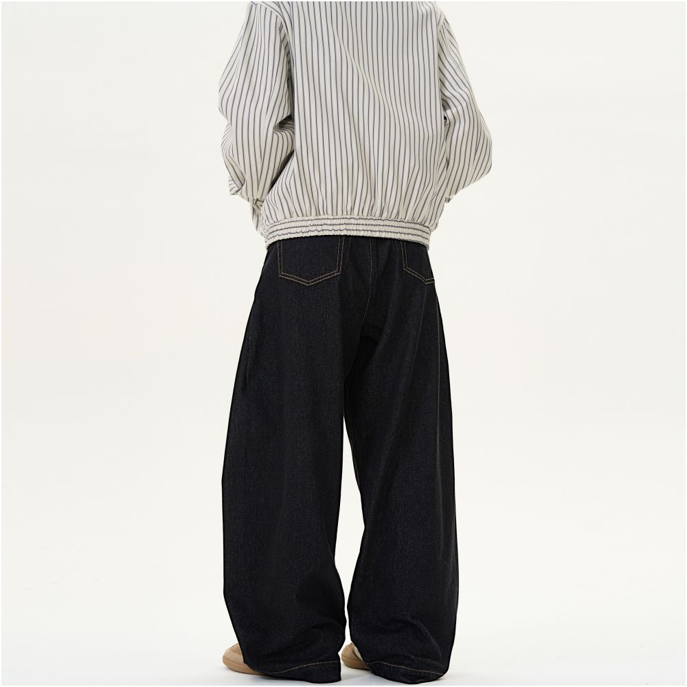 MADWITCH black wide leg jeans American retro denim pants unisex straight leg loose jeans image 4