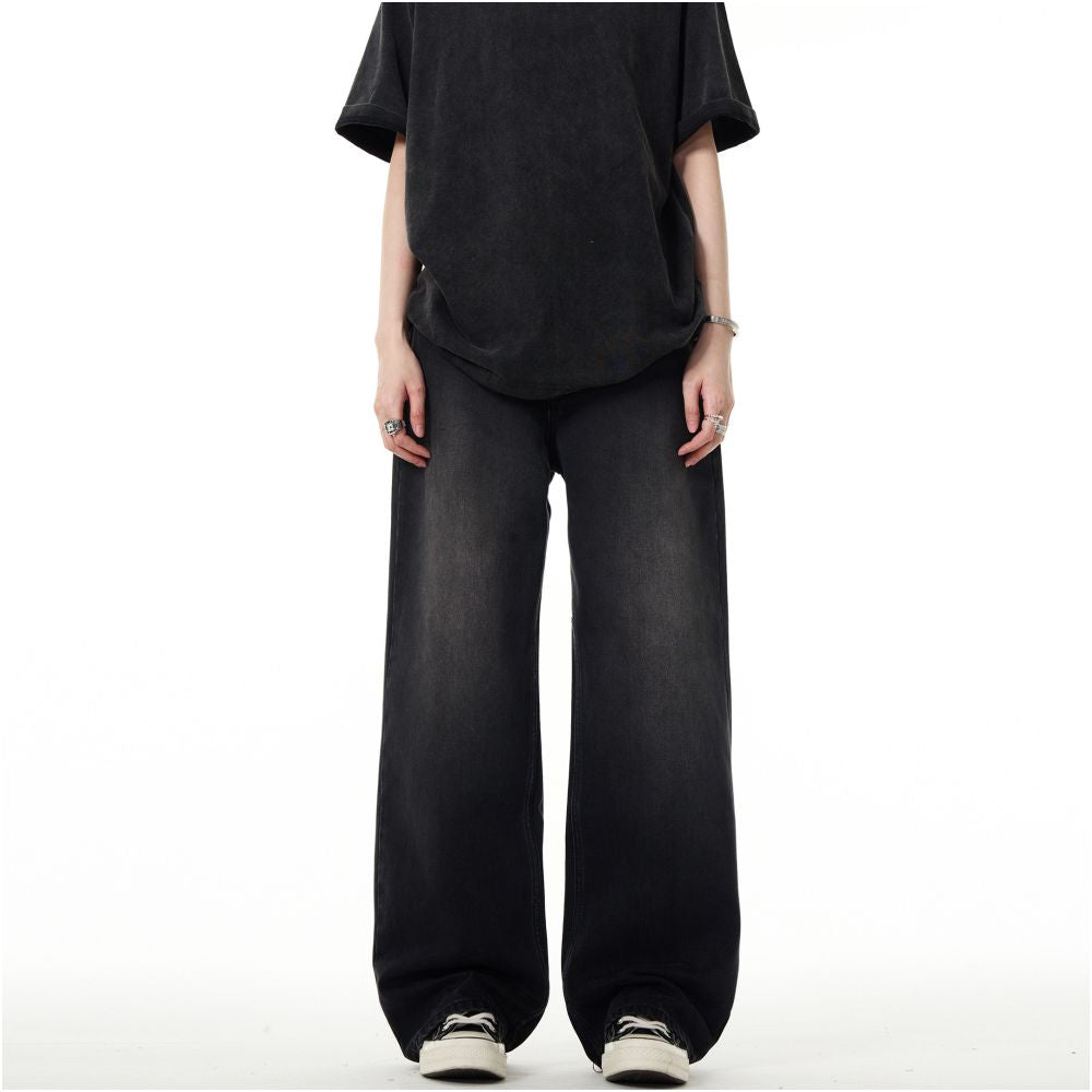 MADWITCH American High Street Vibe Washed Jeans for Men and Women Loose Straight Tube Cleanfit Casual Pants Trendy image 2