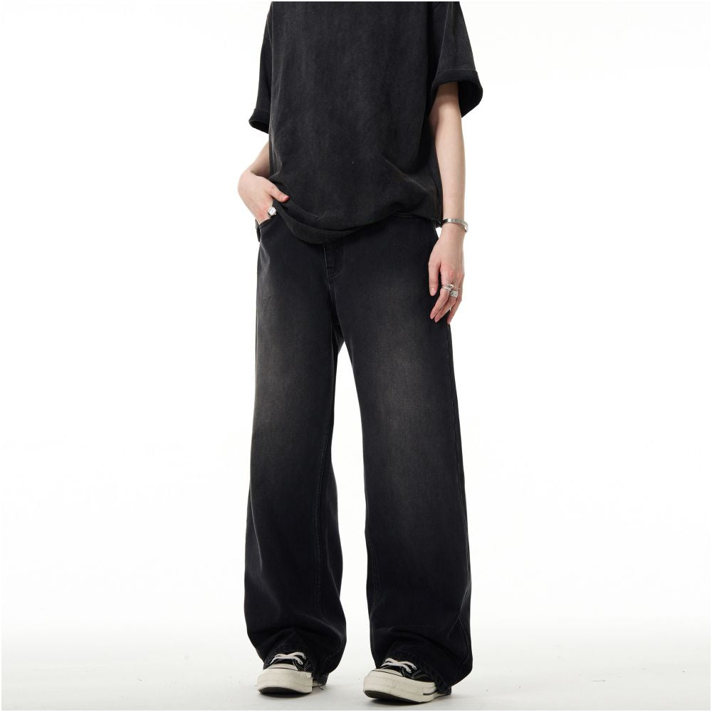 MADWITCH American High Street Vibe Washed Jeans for Men and Women Loose Straight Tube Cleanfit Casual Pants Trendy image 4