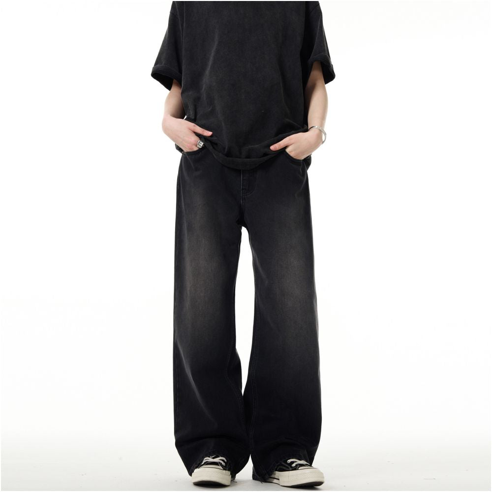 MADWITCH American High Street Vibe Washed Jeans for Men and Women Loose Straight Tube Cleanfit Casual Pants Trendy image 0