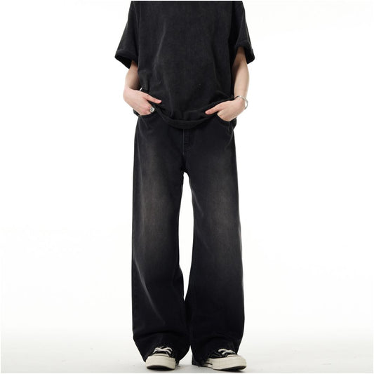 MADWITCH American High Street Vibe Washed Jeans for Men and Women Loose Straight Tube Cleanfit Casual Pants Trendy image 0