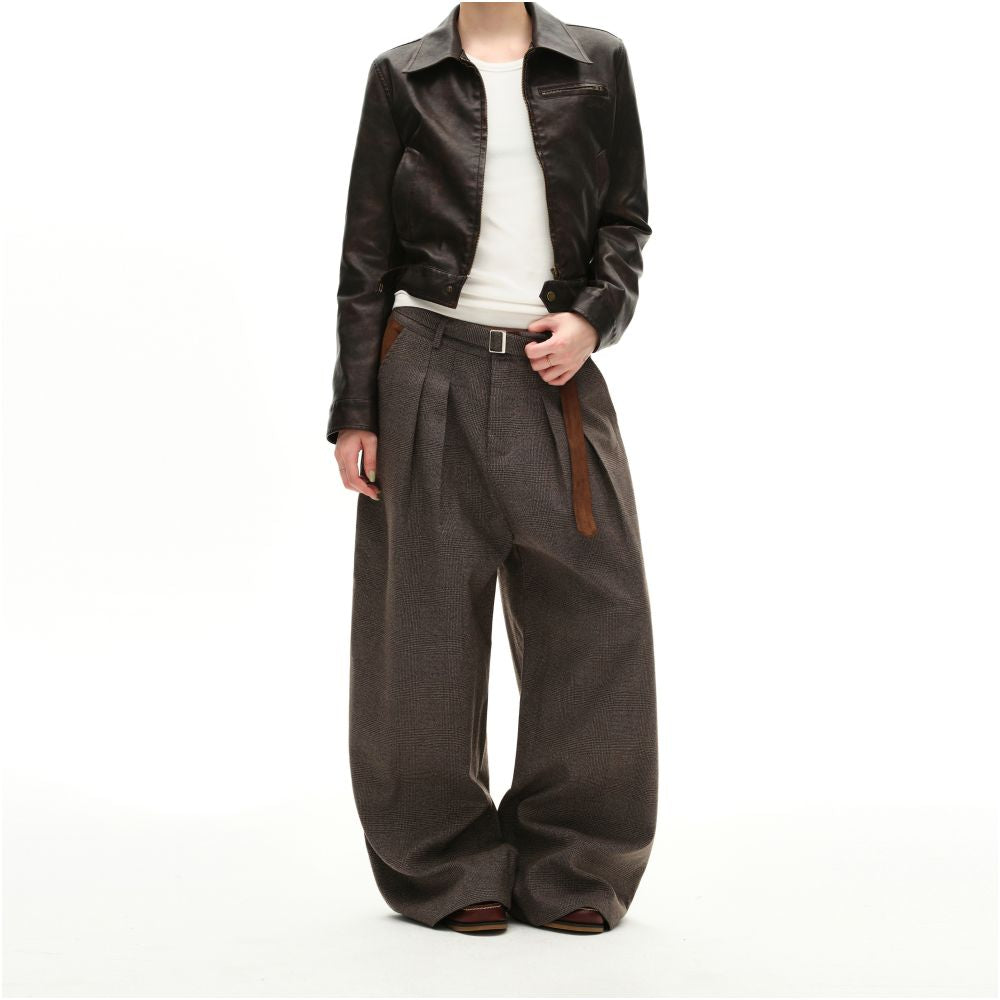 MADWITCH Retro Money Style Thousand Bird Pattern Wrinkle Casual Pants for Men and Women Loose Wide Legs Medieval Sagging Western Pants Trendy image 2