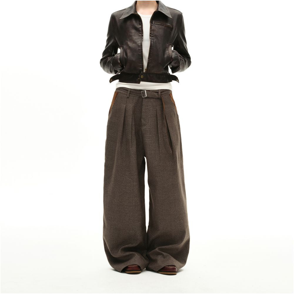 MADWITCH Retro Money Style Thousand Bird Pattern Wrinkle Casual Pants for Men and Women Loose Wide Legs Medieval Sagging Western Pants Trendy image 0