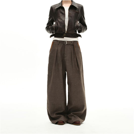 MADWITCH Retro Money Style Thousand Bird Pattern Wrinkle Casual Pants for Men and Women Loose Wide Legs Medieval Sagging Western Pants Trendy image 0