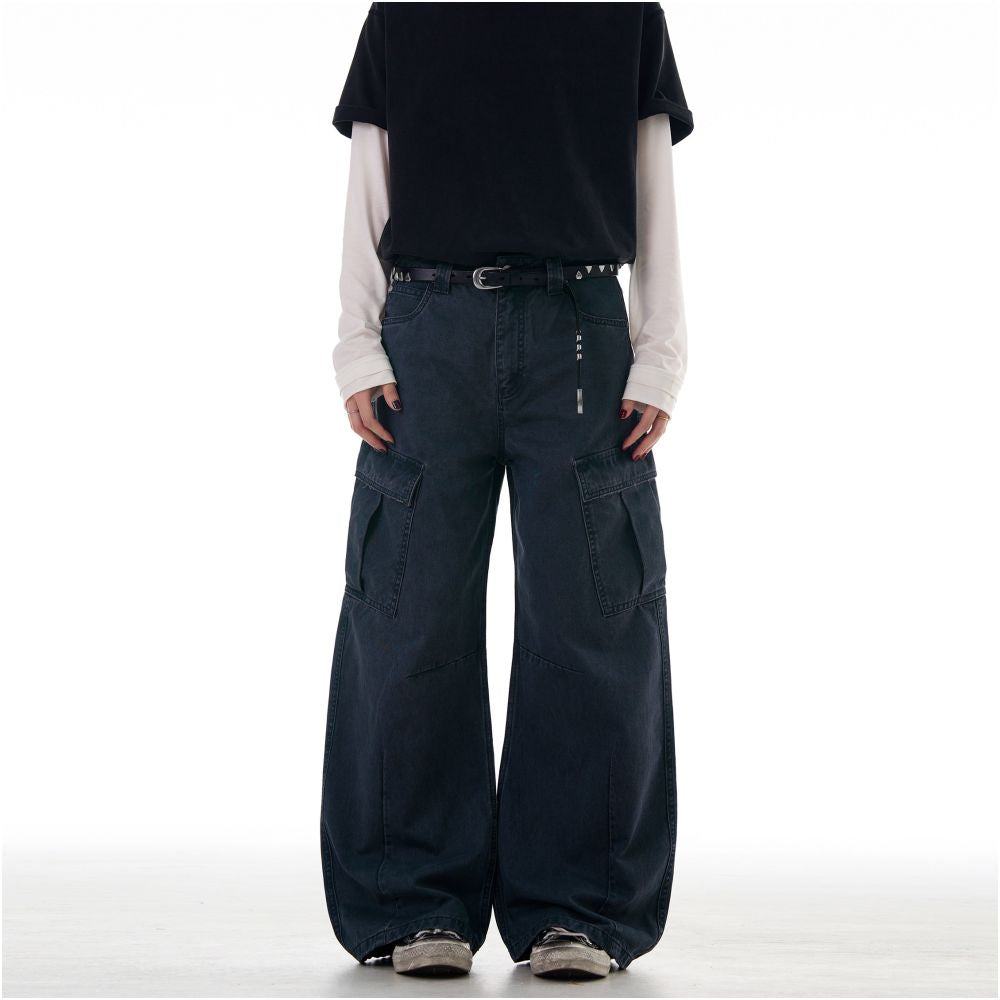 MADWITCH American high street workwear casual pants for men and women loose and wide leg with multiple pockets deconstructed washed and worn pants image 5