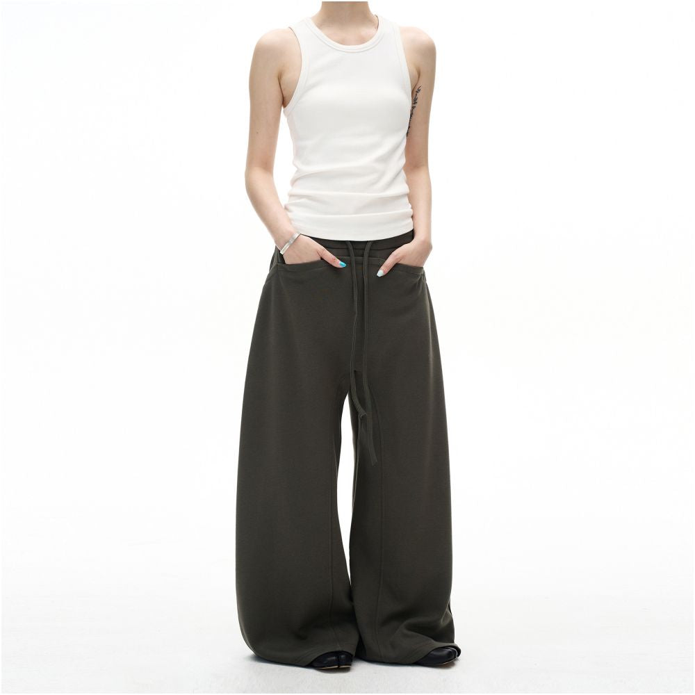 MADWITCH Retro Curved Splicing Design with Wide Leg Waist Pants for Men and Women Loose and Versatile Couple s Casual Pants Trendy image 2