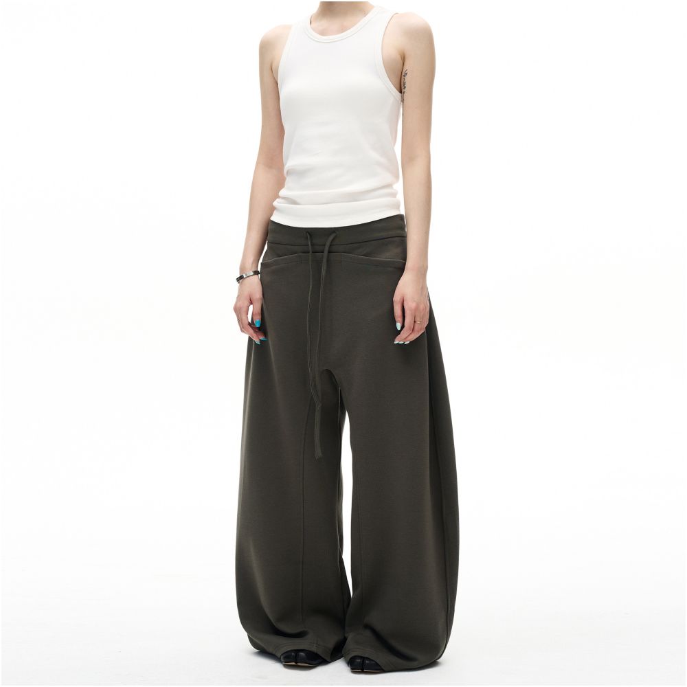 MADWITCH Retro Curved Splicing Design with Wide Leg Waist Pants for Men and Women Loose and Versatile Couple s Casual Pants Trendy image 3