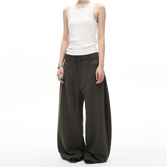 MADWITCH Retro Curved Splicing Design with Wide Leg Waist Pants for Men and Women Loose and Versatile Couple s Casual Pants Trendy image 3