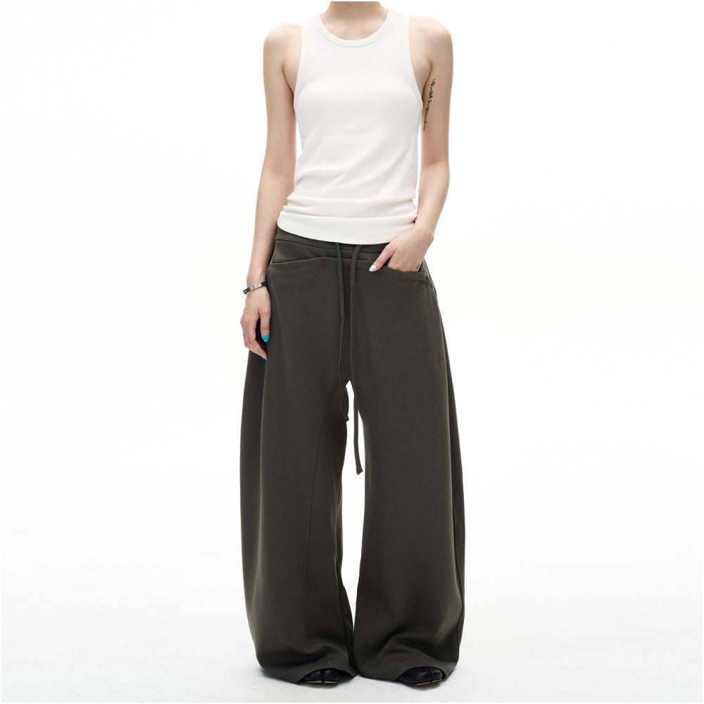 MADWITCH Retro Curved Splicing Design with Wide Leg Waist Pants for Men and Women Loose and Versatile Couple s Casual Pants Trendy image 5