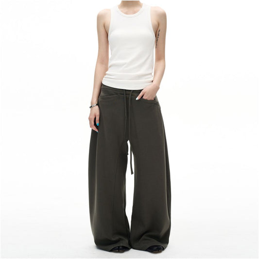 MADWITCH Retro Curved Splicing Design with Wide Leg Waist Pants for Men and Women Loose and Versatile Couple s Casual Pants Trendy image 5