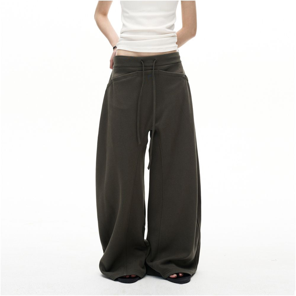 MADWITCH Retro Curved Splicing Design with Wide Leg Waist Pants for Men and Women Loose and Versatile Couple s Casual Pants Trendy image 0