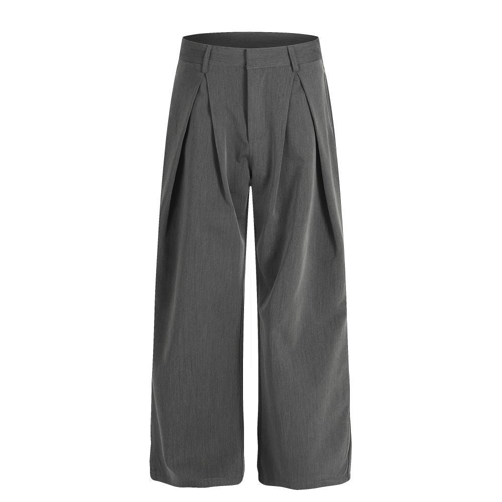 Retro Double Pleated Wide Leg Trousers