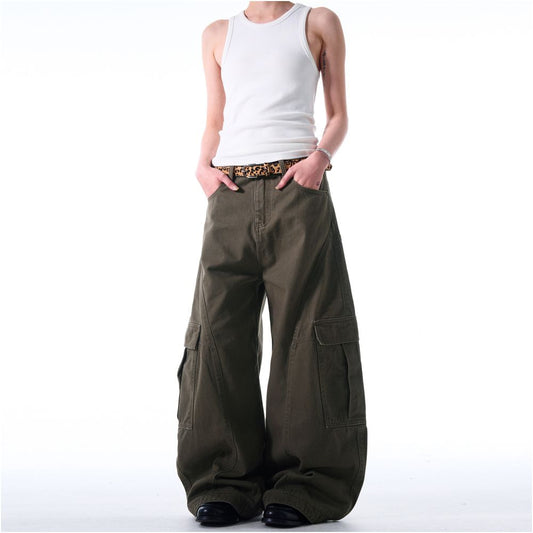 MADWITCH American deconstruction vintage wide leg curved jeans men s and women s loose casual design workwear pants image 1