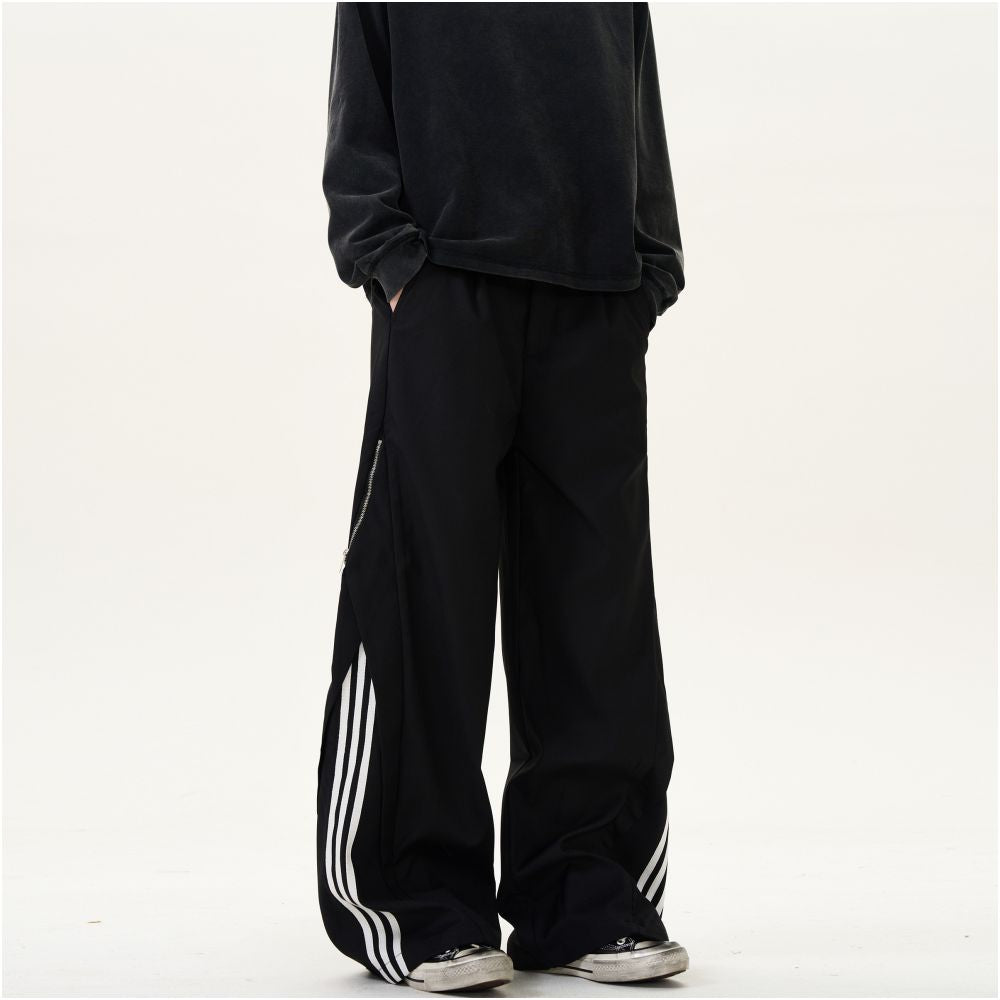 MADWITCH American retro three bar striped casual pants for men and women loose casual side zipper design with a sense of pants image 2