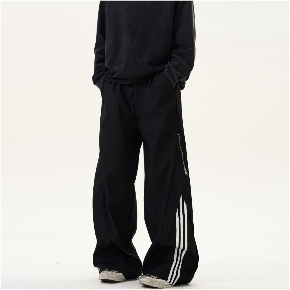 MADWITCH American retro three bar striped casual pants for men and women loose casual side zipper design with a sense of pants image 4