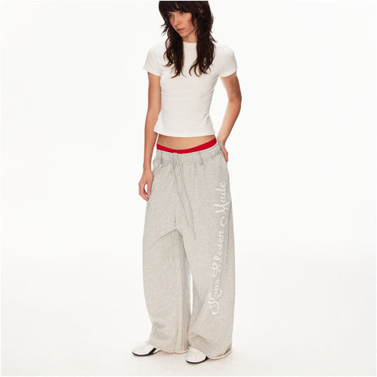 MADWITCH American fashion brand vintage letter printed sweatpants for men and women loose and wide leg commuting sports and leisure pants image 3