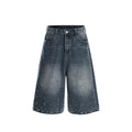 American High Street Nail Bead Denim Cropped Shorts