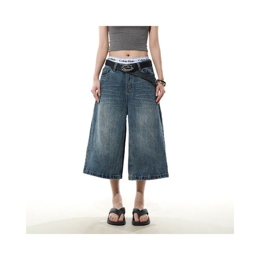 American Street Washed Denim Capri Pants