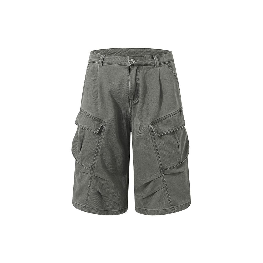 American Retro Pleated Large Pocket Cargo Shorts