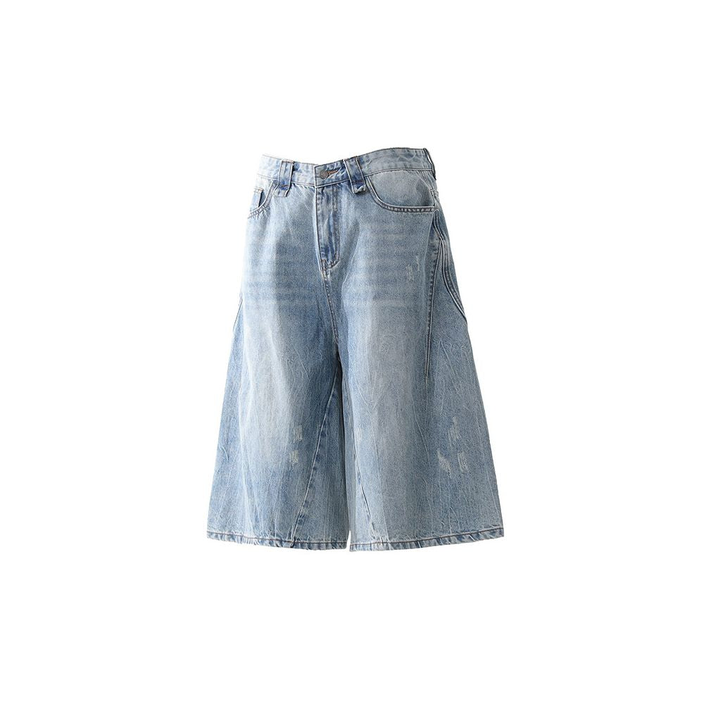 American Retro Washed Distressed Denim Shorts