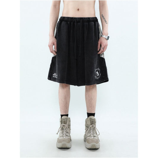 MRNEARLY American Retro Side Striped Embroidered Trendy Sports Shorts Men s Summer Fashionable Five Point Pants image 0