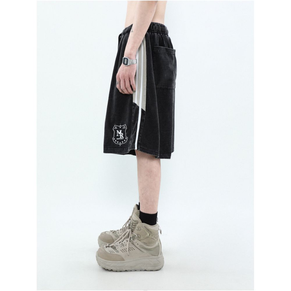 MRNEARLY American Retro Side Striped Embroidered Trendy Sports Shorts Men s Summer Fashionable Five Point Pants image 1