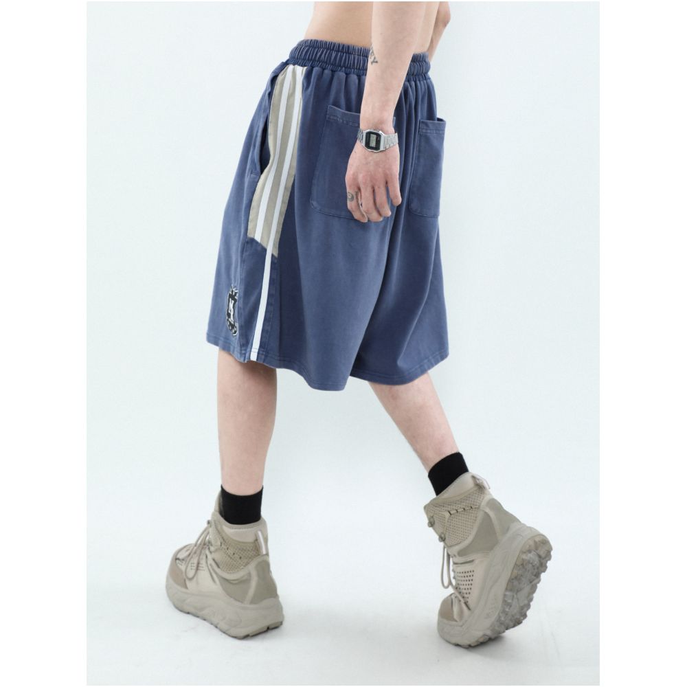 MRNEARLY American Retro Side Striped Embroidered Trendy Sports Shorts Men s Summer Fashionable Five Point Pants image 3