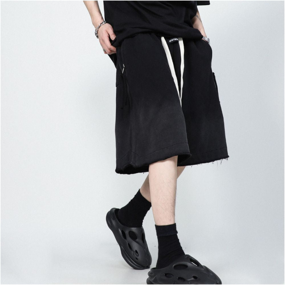 MRNEARLY American retro drawstring high street shorts trendy brand casual summer men s pants high end five quarter pants image 2
