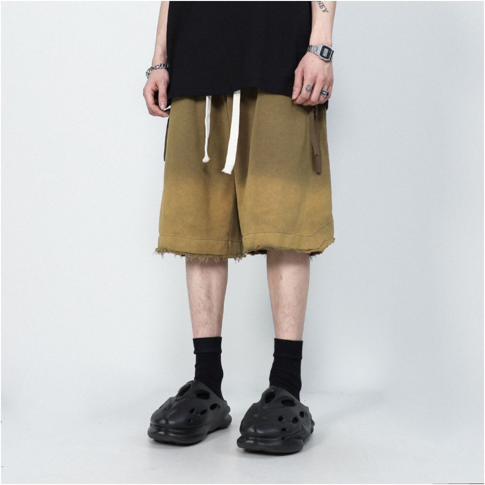 MRNEARLY American retro drawstring high street shorts trendy brand casual summer men s pants high end five quarter pants image 4