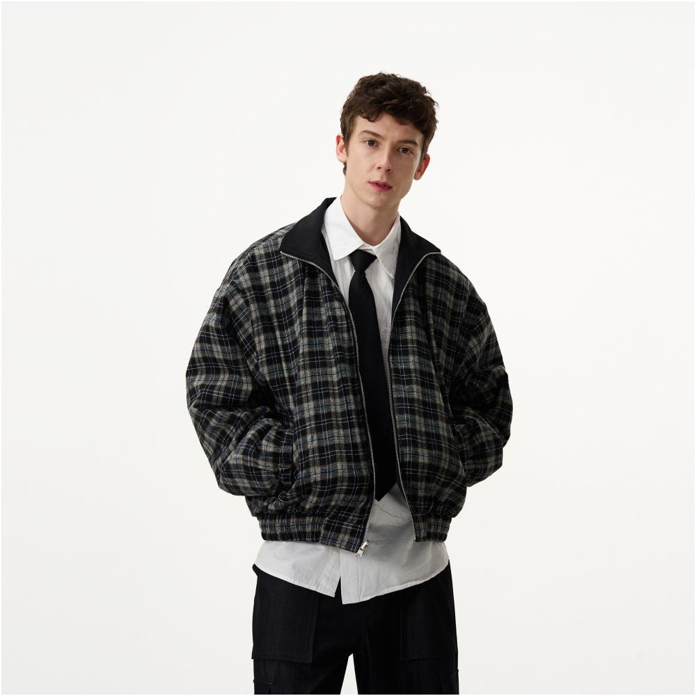 MADWITCH s new double sided plaid jacket for men and women loose and casual versatile for couples retro zipper jacket trendy image 2