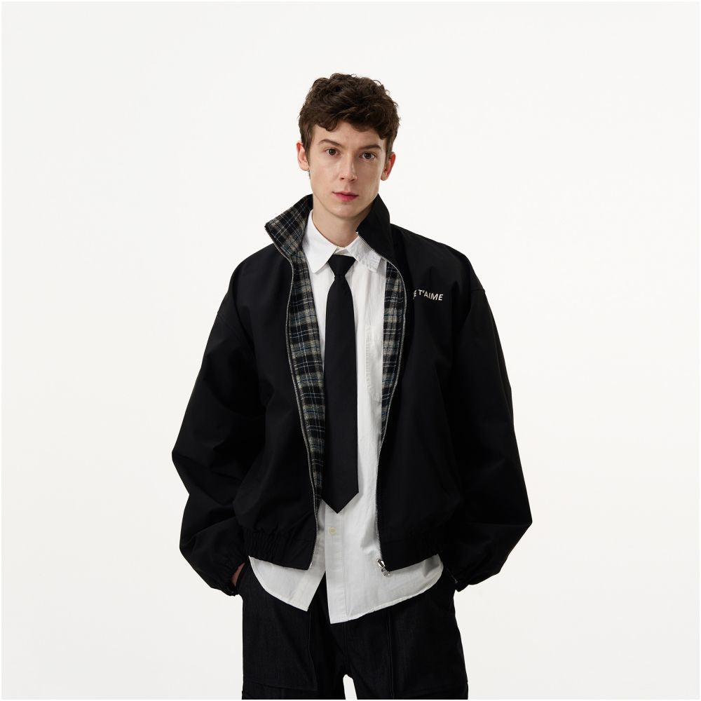 MADWITCH s new double sided plaid jacket for men and women loose and casual versatile for couples retro zipper jacket trendy image 0