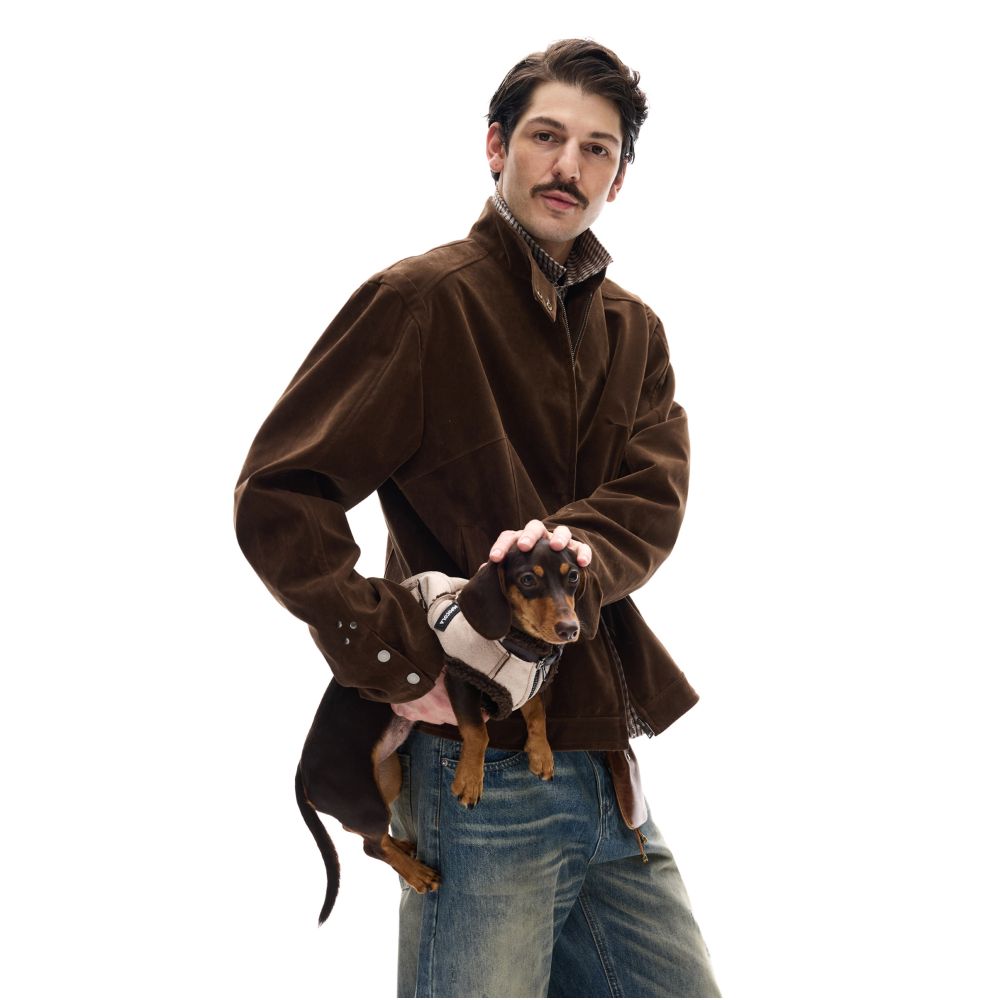 MADWITCH modern street retro suede workwear stand up collar jacket for men and women s casual deconstruction splicing short jacket image 3