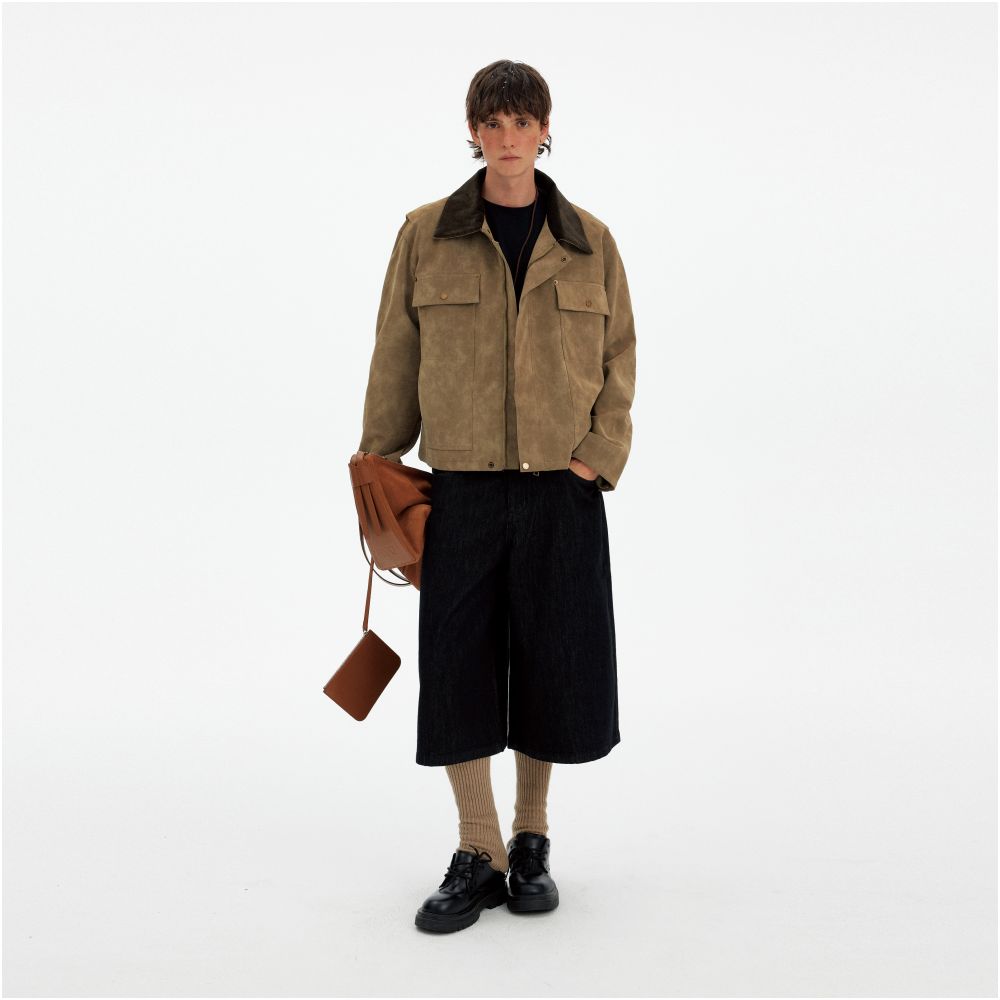 MADWITCH American Retro Deconstructed Suede Corduroy Collar Jacket for Men and Women Casual Old Money Style High End Sensation Jacket image 4