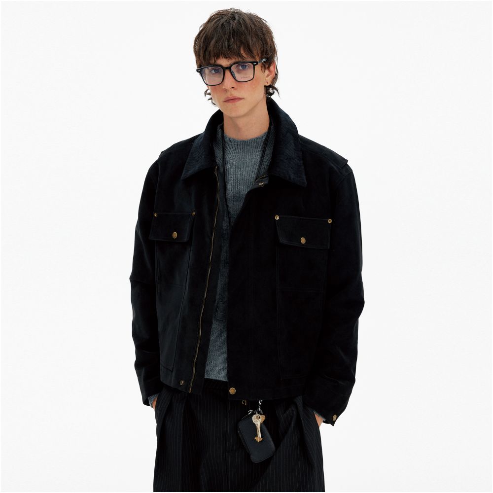 MADWITCH American Retro Deconstructed Suede Corduroy Collar Jacket for Men and Women Casual Old Money Style High End Sensation Jacket image 5