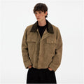 American Retro Deconstructed Suede Corduroy Collar Jacket