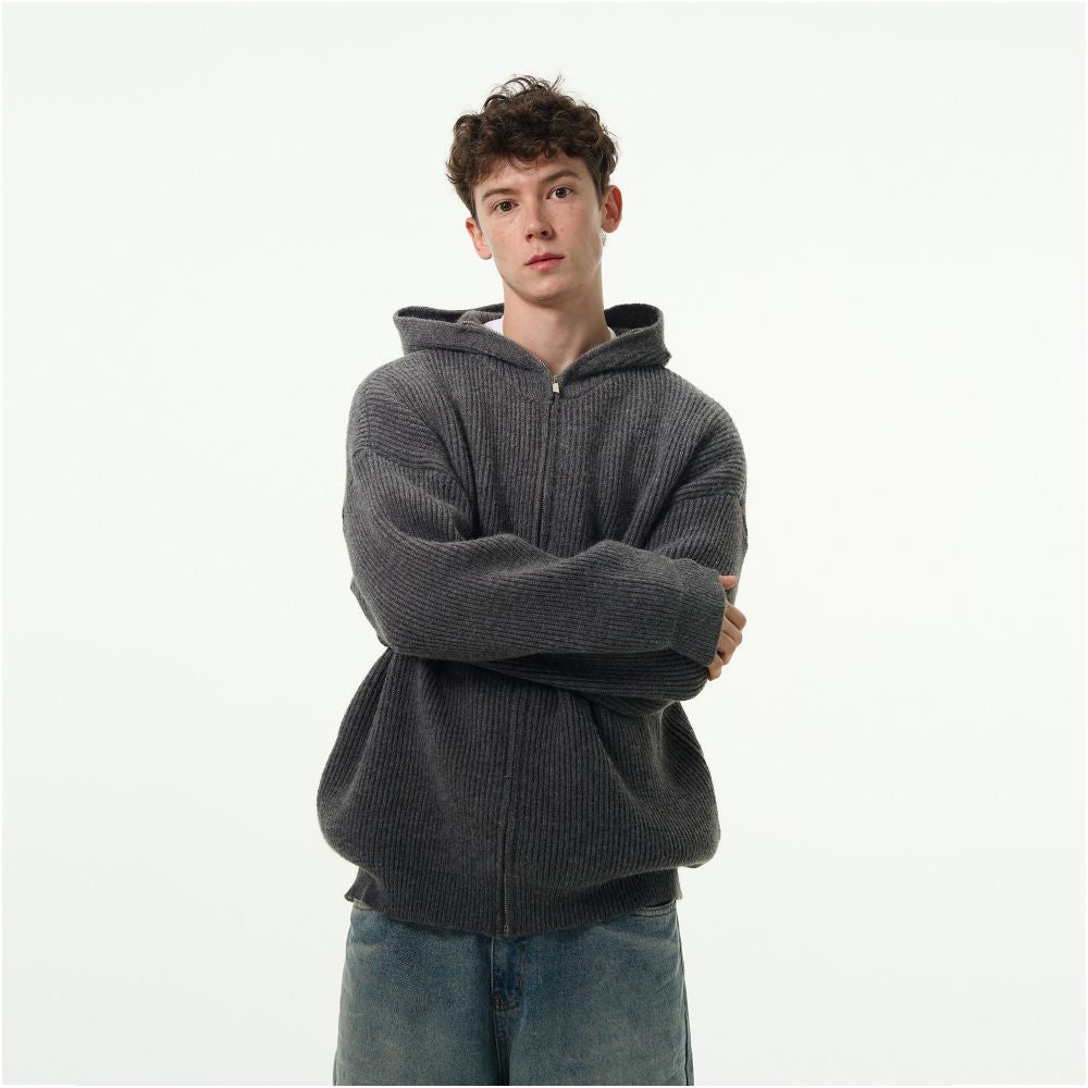 MADWITCH autumn and winter lazy style hooded sweater for men and women clean fit retro cardigan jacket youthful and energetic style image 5