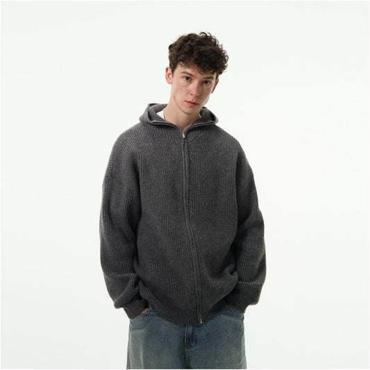 Retro Clean Fit Hooded Cardigan Jacket