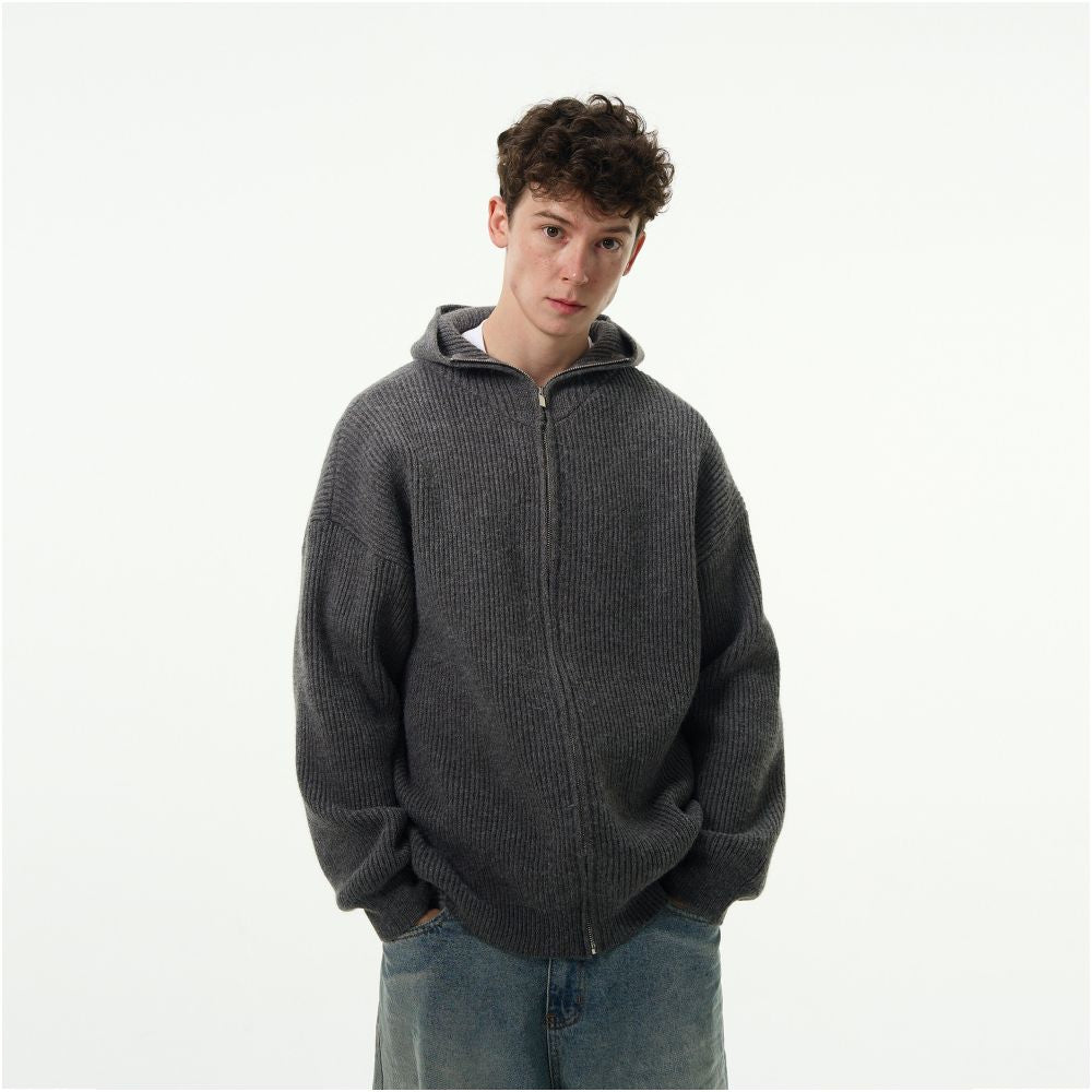 Retro Clean Fit Hooded Cardigan Jacket