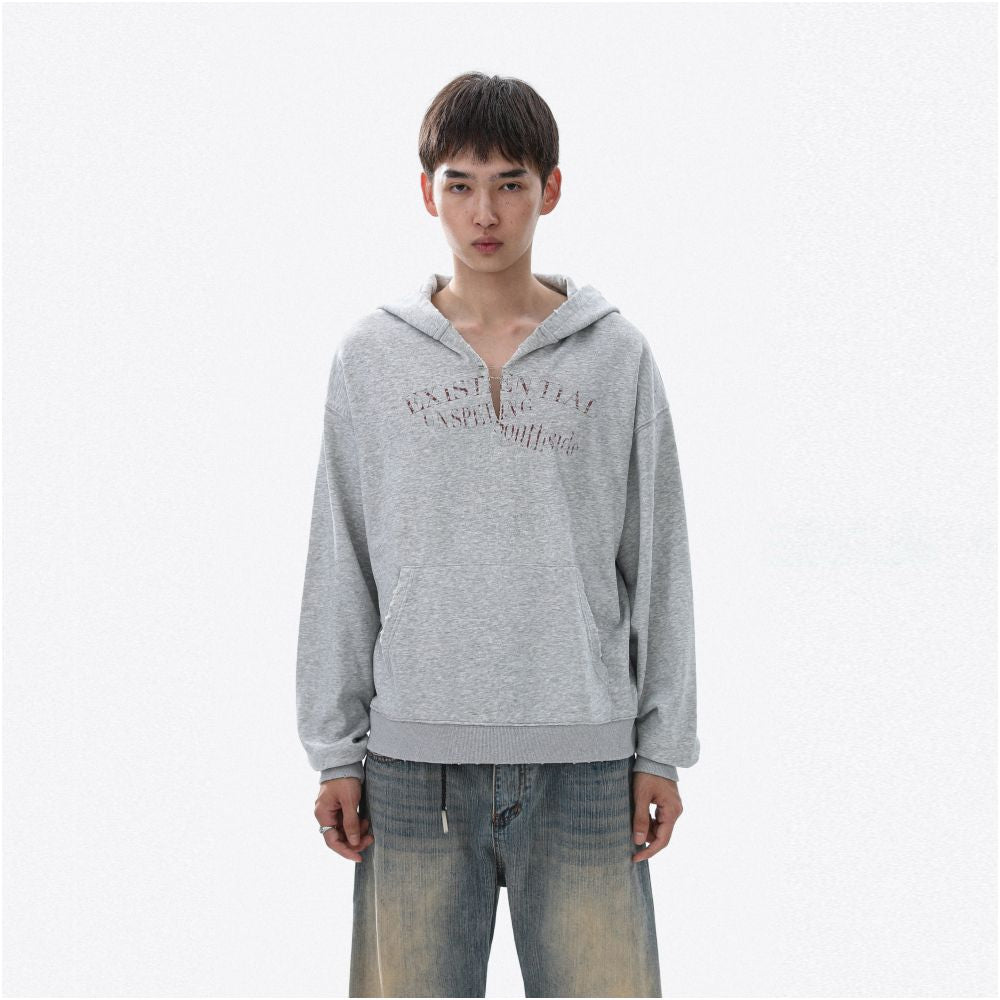 MRNEARLY American casual design with pin print hoodie for men and women pullover hoodie loose top trendy image 4