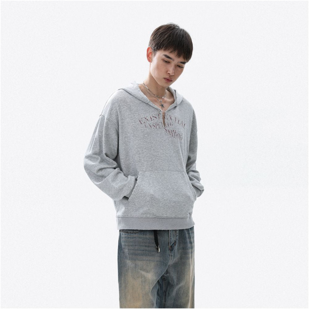 MRNEARLY American casual design with pin print hoodie for men and women pullover hoodie loose top trendy image 5