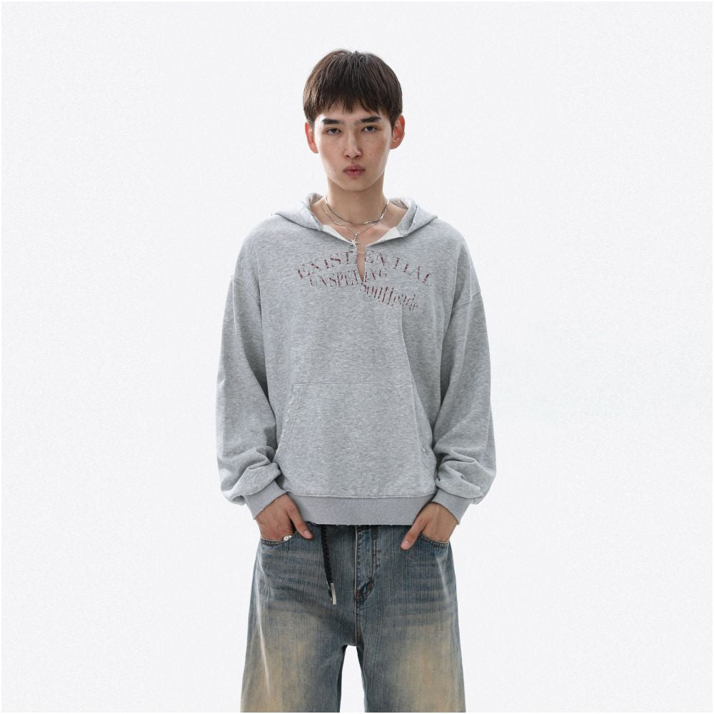 MRNEARLY American casual design with pin print hoodie for men and women pullover hoodie loose top trendy image 0