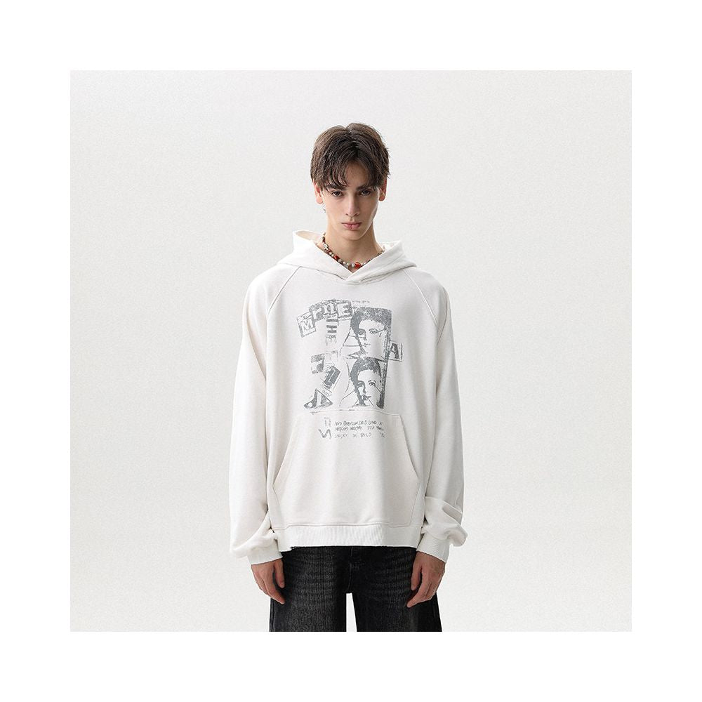 American Street Raglan Portrait Print Hoodie
