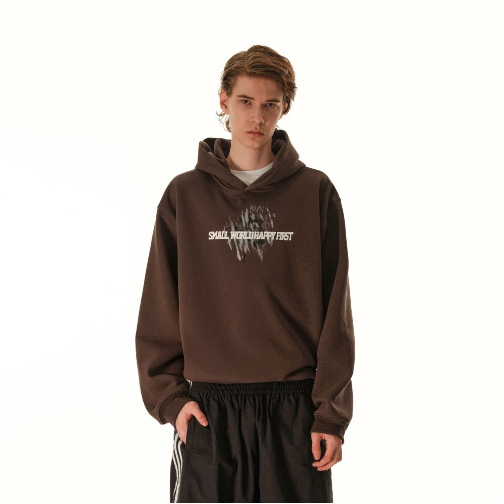 MRNEARLY American retro letter printed hooded sweatshirt men s trendy brand loose casual versatile couple top image 1