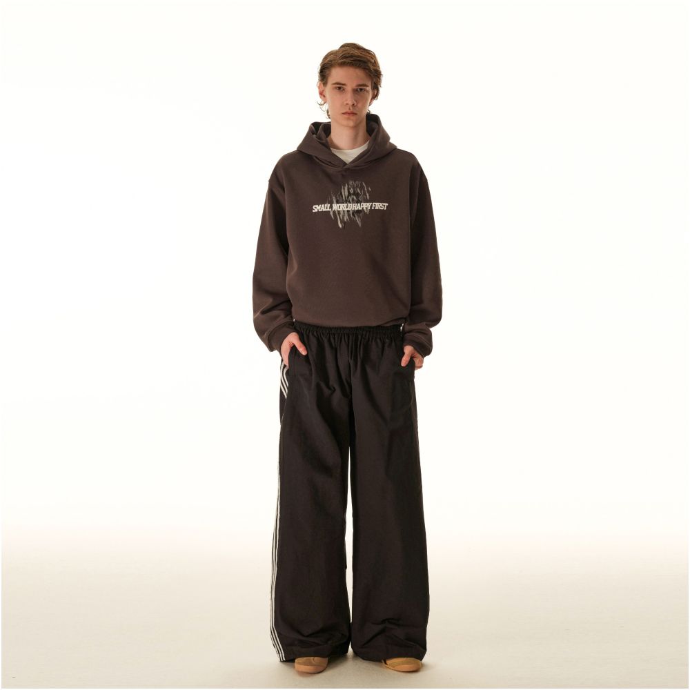 MRNEARLY American retro letter printed hooded sweatshirt men s trendy brand loose casual versatile couple top image 2