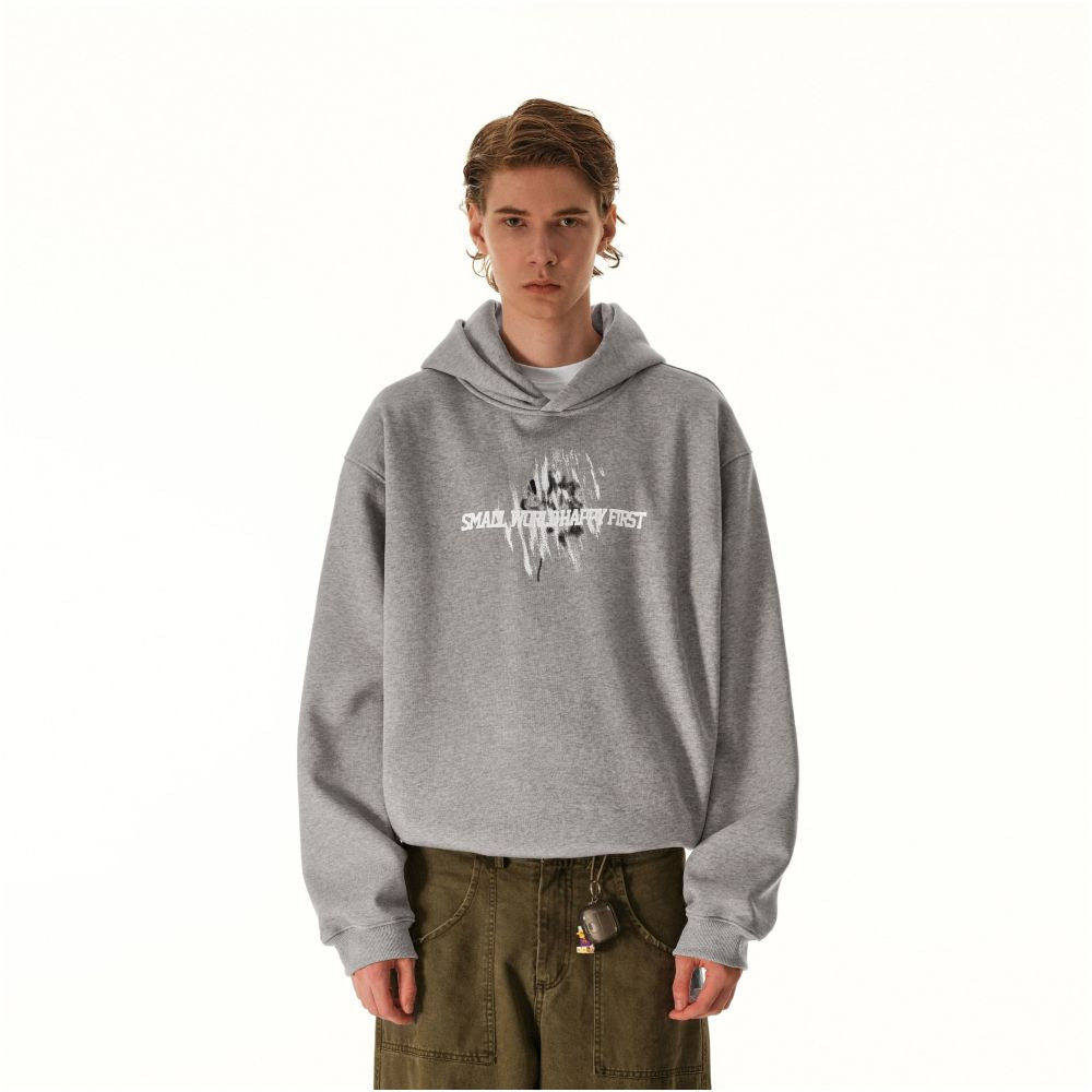 MRNEARLY American retro letter printed hooded sweatshirt men s trendy brand loose casual versatile couple top image 3