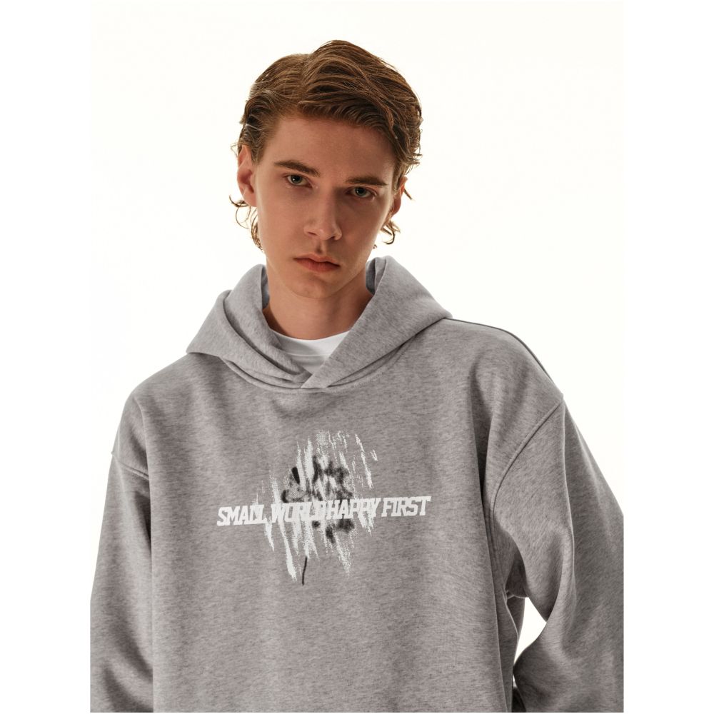 MRNEARLY American retro letter printed hooded sweatshirt men s trendy brand loose casual versatile couple top image 4