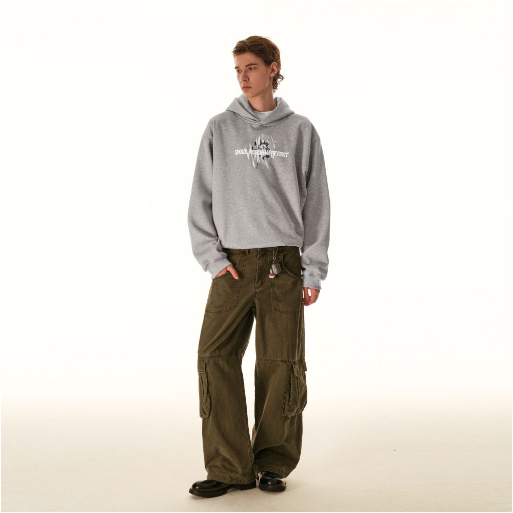 MRNEARLY American retro letter printed hooded sweatshirt men s trendy brand loose casual versatile couple top image 5