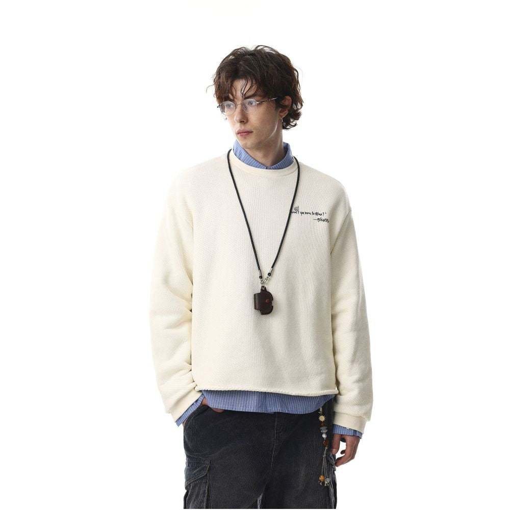 MRNEARLY American Graffiti style round neck double sided sweatshirt for men and women loose fitting pullover long sleeved college style top image 2