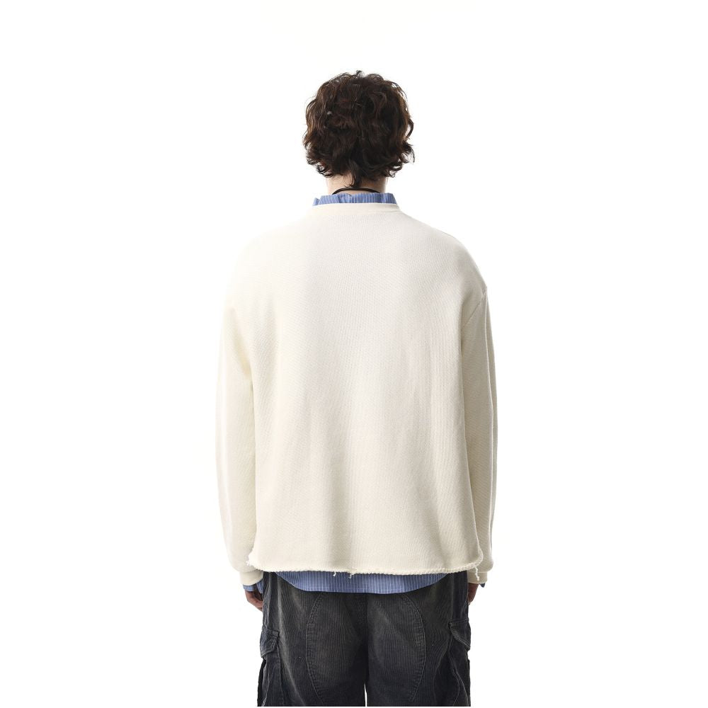 MRNEARLY American Graffiti style round neck double sided sweatshirt for men and women loose fitting pullover long sleeved college style top image 5