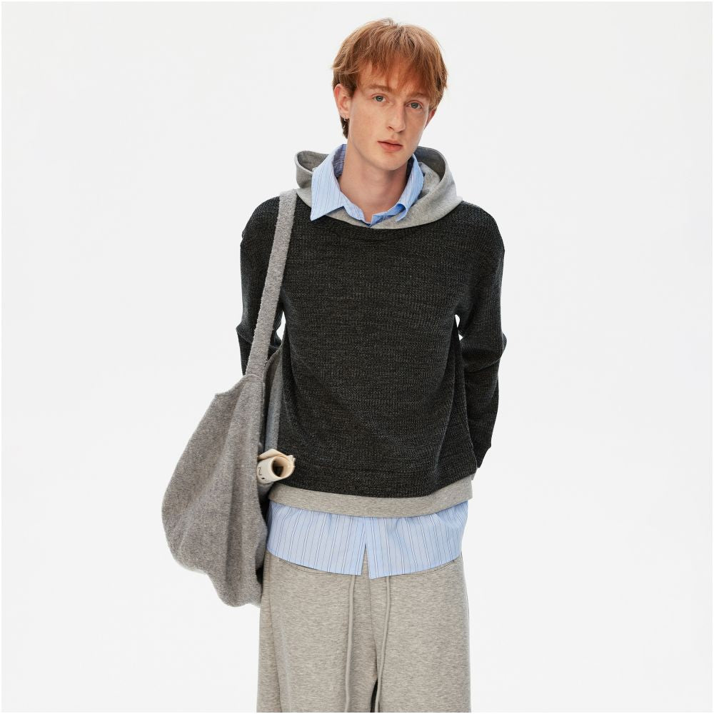 MADWITCH American style niche splicing fake three piece hooded sweatshirt for men and women loose casual waffle design top image 3